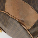 CELINE Macadam Canvas Boston Bag PVC Leather Brown Gold Auth mr1894-14