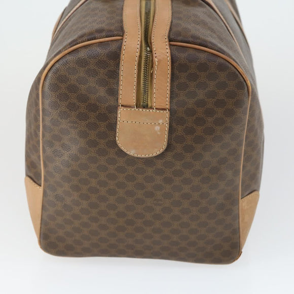 CELINE Macadam Canvas Boston Bag PVC Leather Brown Gold Auth mr1894