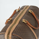 CELINE Macadam Canvas Boston Bag PVC Leather Brown Gold Auth mr1894-6
