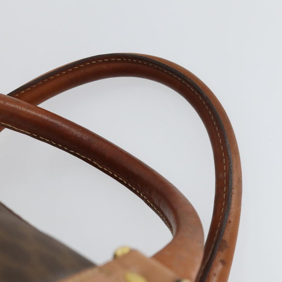 CELINE Macadam Canvas Boston Bag PVC Leather Brown Gold Auth mr1894