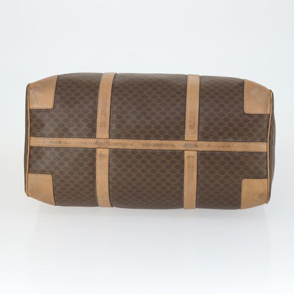CELINE Macadam Canvas Boston Bag PVC Leather Brown Gold Auth mr1894