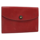 HERMES Clutch Bag Leather Red Auth mr1895-1