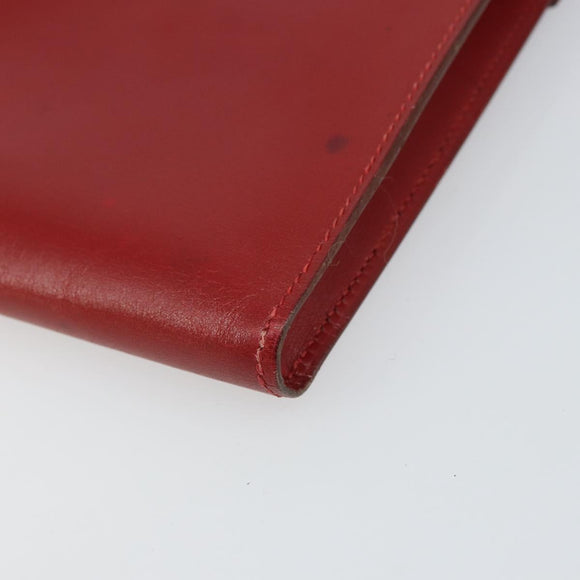 HERMES Clutch Bag Leather Red Auth mr1895