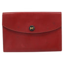 HERMES Clutch Bag Leather Red Auth mr1895-13