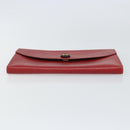 HERMES Clutch Bag Leather Red Auth mr1895-6