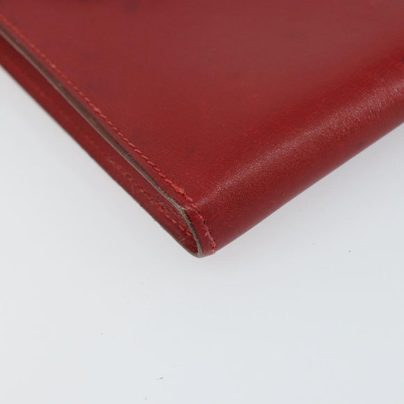 HERMES Clutch Bag Leather Red Auth mr1895