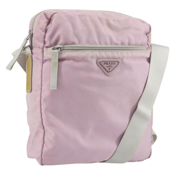 PRADA Shoulder Bag Nylon Pink Silver Auth mr1900