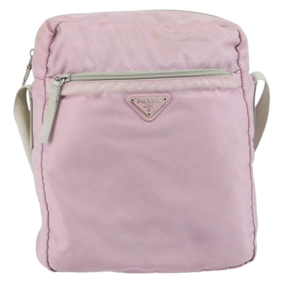 PRADA Shoulder Bag Nylon Pink Silver Auth mr1900