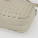CELINE Shoulder Bag Leather White Gold Auth mr1912-9