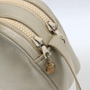 CELINE Shoulder Bag Leather White Gold Auth mr1912-10