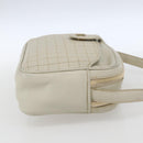 CELINE Shoulder Bag Leather White Gold Auth mr1912-4