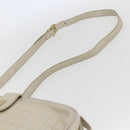 CELINE Shoulder Bag Leather White Gold Auth mr1912-8