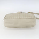 CELINE Shoulder Bag Leather White Gold Auth mr1912-5