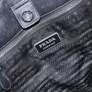 PRADA Ribbon Hand Bag Nylon Leather Black Silver Auth mr1914-15