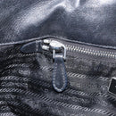PRADA Ribbon Hand Bag Nylon Leather Black Silver Auth mr1914-19