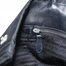 PRADA Ribbon Hand Bag Nylon Leather Black Silver Auth mr1914-21