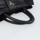 PRADA Ribbon Hand Bag Nylon Leather Black Silver Auth mr1914-7
