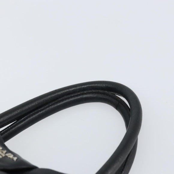 PRADA Ribbon Hand Bag Nylon Leather Black Silver Auth mr1914