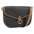 Christian Dior Honeycomb Canvas Shoulder Bag Black Gold Auth mr1916-1