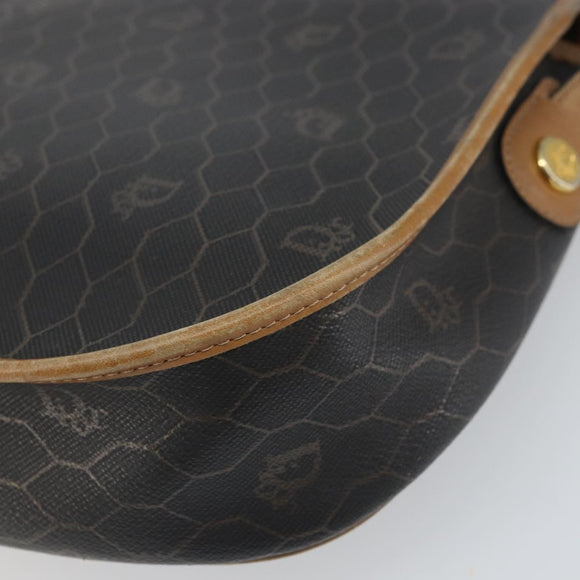 Christian Dior Honeycomb Canvas Shoulder Bag Black Gold Auth mr1916