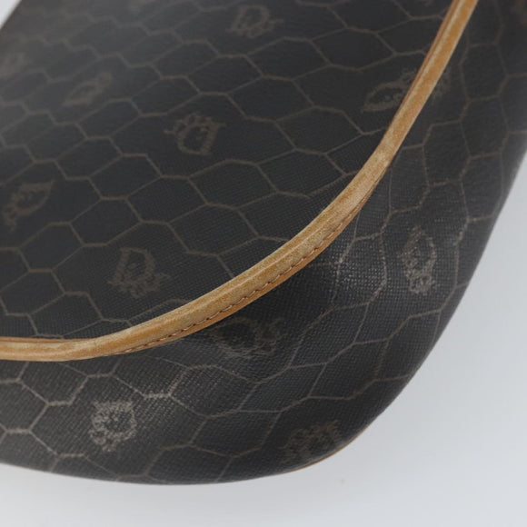 Christian Dior Honeycomb Canvas Shoulder Bag Black Gold Auth mr1916