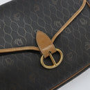 Christian Dior Honeycomb Canvas Shoulder Bag Black Gold Auth mr1916-14