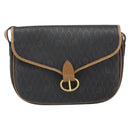 Christian Dior Honeycomb Canvas Shoulder Bag Black Gold Auth mr1916-2