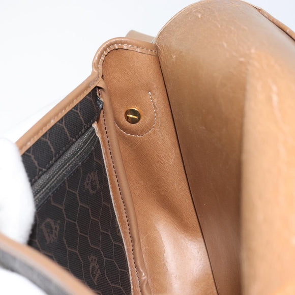 Christian Dior Honeycomb Canvas Shoulder Bag Black Gold Auth mr1916