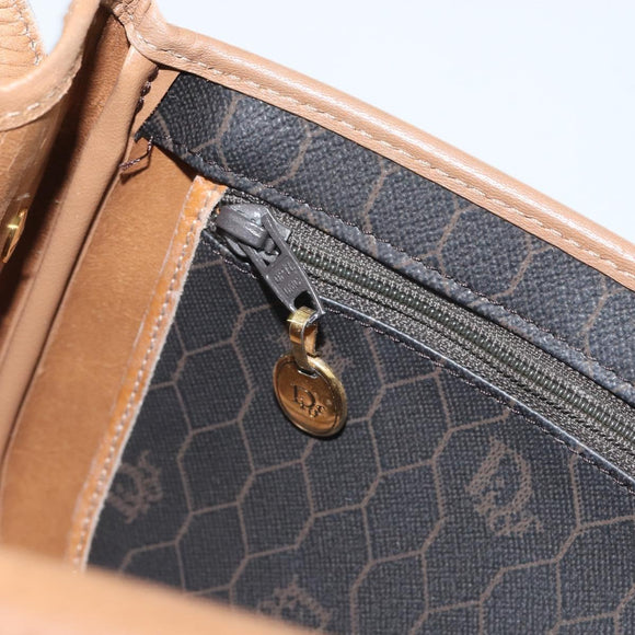Christian Dior Honeycomb Canvas Shoulder Bag Black Gold Auth mr1916