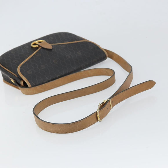 Christian Dior Honeycomb Canvas Shoulder Bag Black Gold Auth mr1916