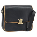 CELINE Shoulder Bag Leather Black Gold Auth mr1919-1
