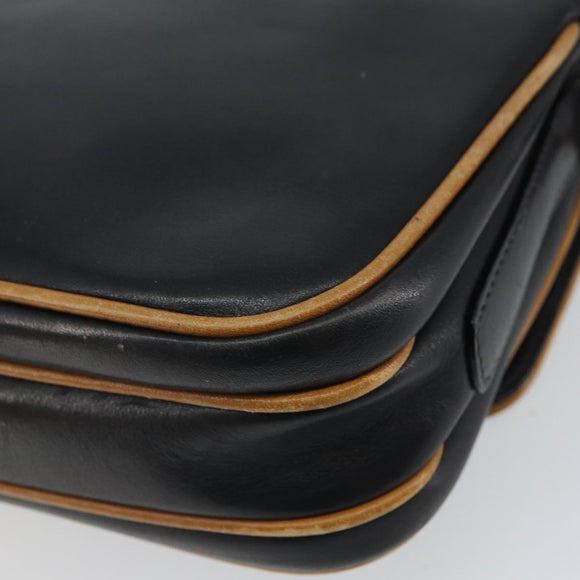 CELINE Shoulder Bag Leather Black Gold Auth mr1919