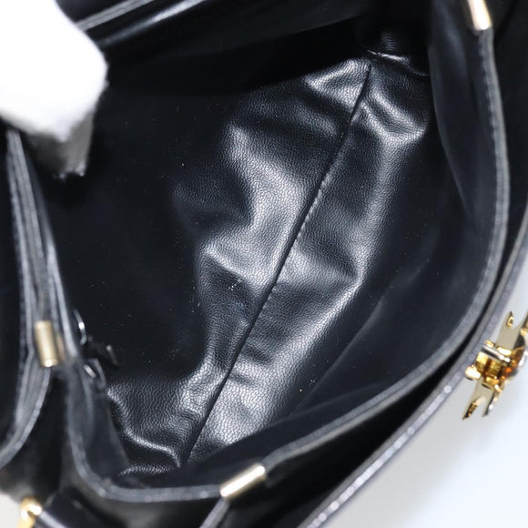 CELINE Shoulder Bag Leather Black Gold Auth mr1919