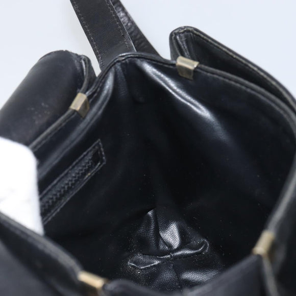 CELINE Shoulder Bag Leather Black Gold Auth mr1919