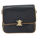 CELINE Shoulder Bag Leather Black Gold Auth mr1919-13