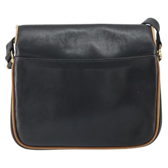 CELINE Shoulder Bag Leather Black Gold Auth mr1919