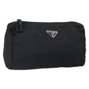 PRADA Pouch Nylon Black Silver Auth mr1921-1