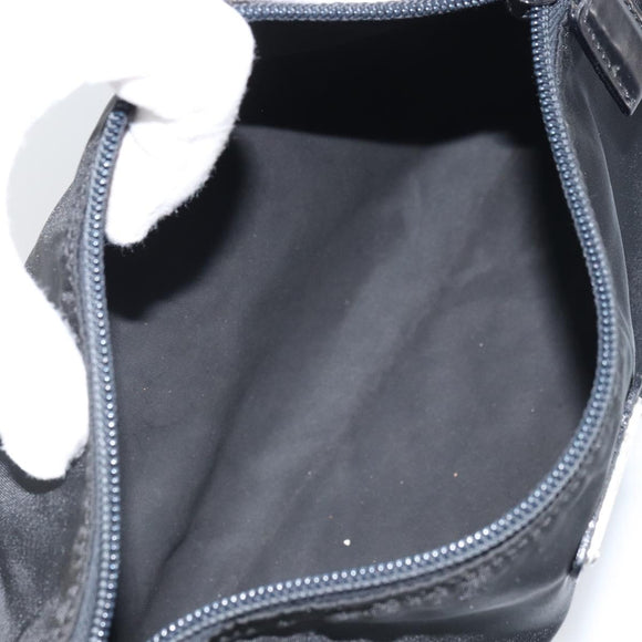 PRADA Pouch Nylon Black Silver Auth mr1921