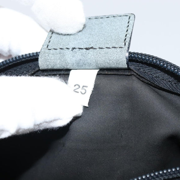 PRADA Pouch Nylon Black Silver Auth mr1921