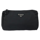 PRADA Pouch Nylon Black Silver Auth mr1921-13