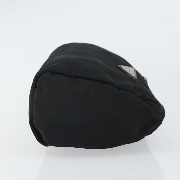 PRADA Pouch Nylon Black Silver Auth mr1921