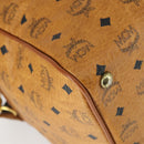 MCM Vicetos Logogram Boston Bag PVC Leather 2way Brown Gold Auth mr1923-17
