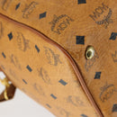 MCM Vicetos Logogram Boston Bag PVC Leather 2way Brown Gold Auth mr1923-19