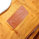 MCM Vicetos Logogram Boston Bag PVC Leather 2way Brown Gold Auth mr1923-22