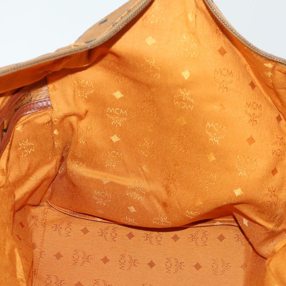 MCM Vicetos Logogram Boston Bag PVC Leather 2way Brown Gold Auth mr1923