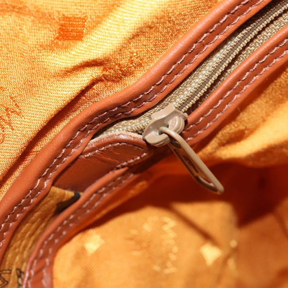 MCM Vicetos Logogram Boston Bag PVC Leather 2way Brown Gold Auth mr1923