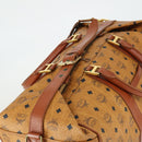 MCM Vicetos Logogram Boston Bag PVC Leather 2way Brown Gold Auth mr1923-6