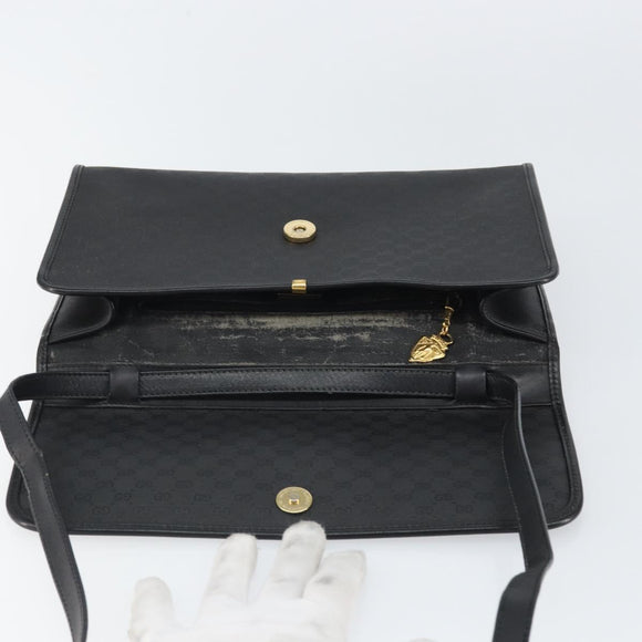 GUCCI Micro GG Supreme Shoulder Bag PVC Black Gold 004 14 0264 Auth mr1924