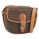 CELINE Macadam Canvas Shoulder Bag PVC Leather Brown Gold Auth mr1926-1