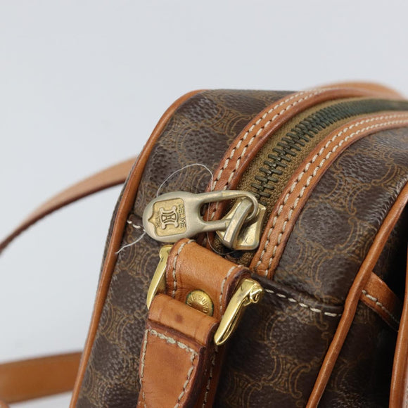 CELINE Macadam Canvas Shoulder Bag PVC Leather Brown Gold Auth mr1926